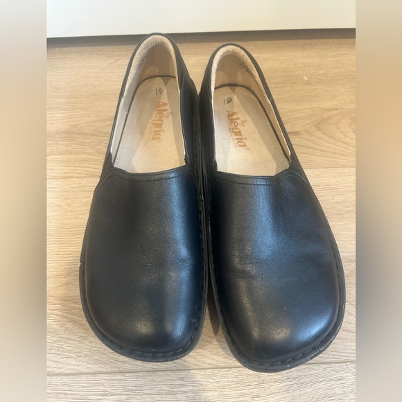 Alegria Debra Black Leather Slip-on Loafers EU 41 US 10.5/11 Clog Nursing Shoe - Picture 3 of 11